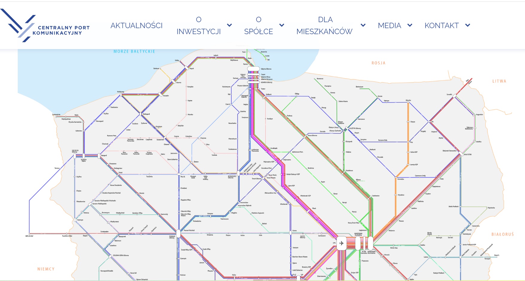 MAPA POŁĄCZEŃ KOLEJOWYCH cpk