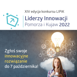 plakat promujący XIV edycję konkursu Liderzy Innowacji Pomorza i Kujaw