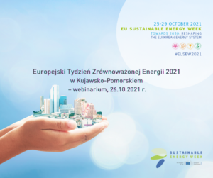 plakat reklamujący Europejski Tydzień Zrównoważonej Energii w Kujawsko-Pomorskiem