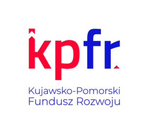 dwukolorowe logo Kujawsko-Pomorskiego Funduszu Rozwoju sp. z o.o. w Toruniu w pionie, zdjęcie